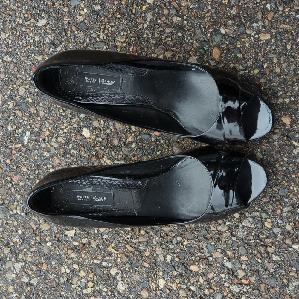 White House Black Market Patent Peep Toe Pumps